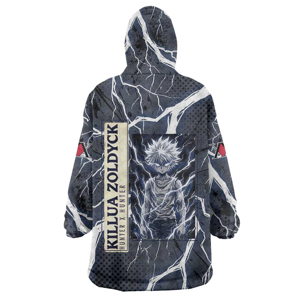 Killua Zoldyck Hunter x Hunter Lightning Aura Design Wearable Blanket Hoodie with Transformation Artwork and Anime Style Graphics - The Mazicc