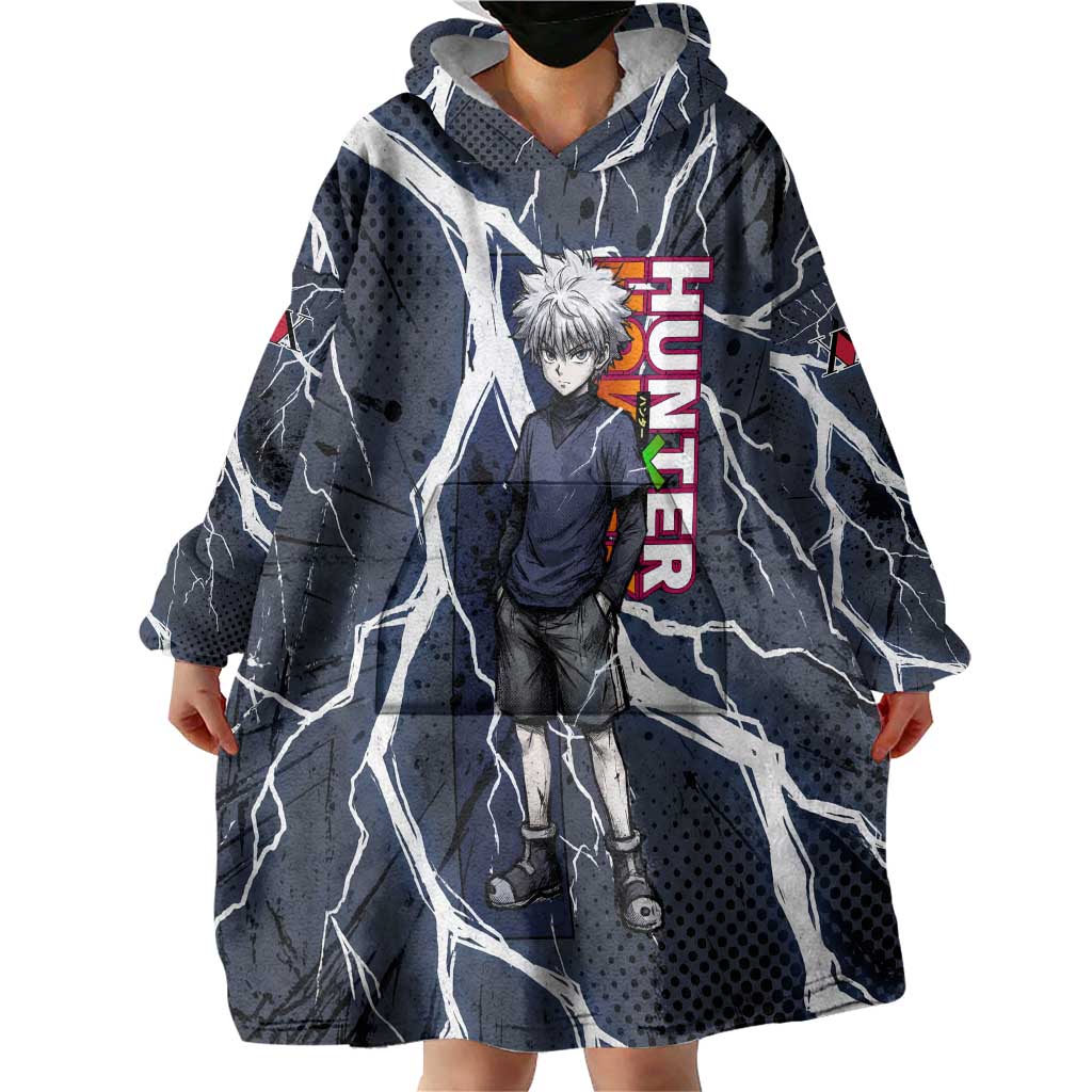 Killua Zoldyck Hunter x Hunter Lightning Aura Design Wearable Blanket Hoodie with Transformation Artwork and Anime Style Graphics - The Mazicc