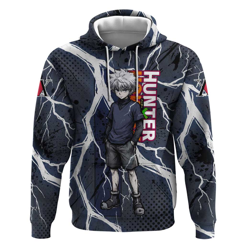 Killua Zoldyck Hunter x Hunter Lightning Aura Design Zip Hoodie with Transformation Artwork and Anime Style Graphics - The Mazicc
