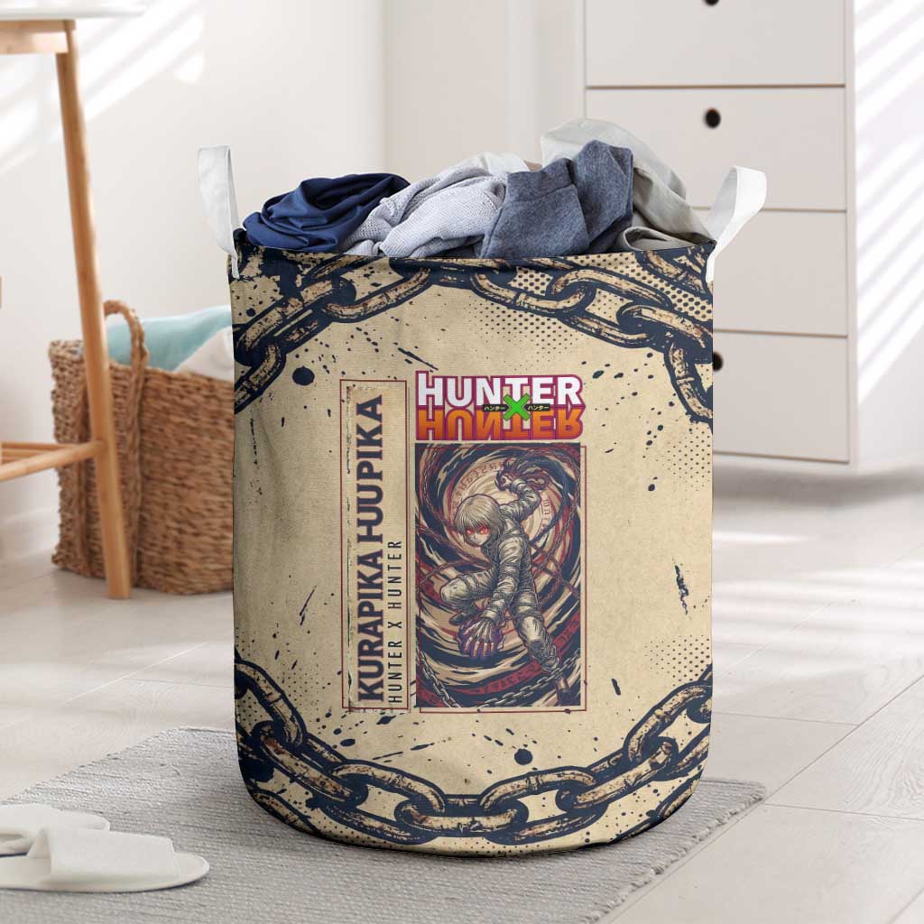 Kurapika Hunter x Hunter Chain Theme Laundry Basket with Scarlet Eyes and Vintage Anime Artwork Design - The Mazicc