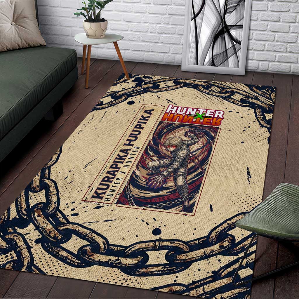 Kurapika Hunter x Hunter Chain Theme Area Rug with Scarlet Eyes and Vintage Anime Artwork Design - The Mazicc