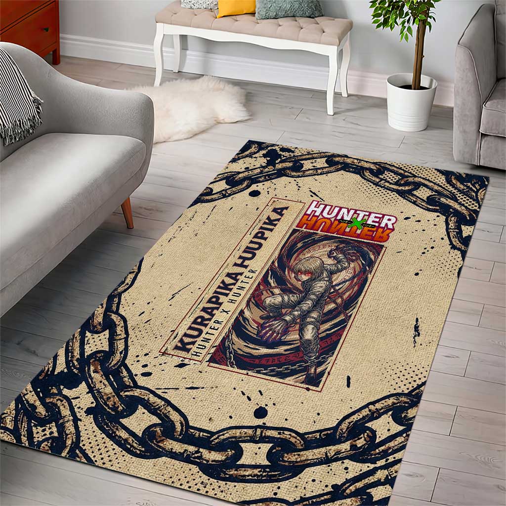 Kurapika Hunter x Hunter Chain Theme Area Rug with Scarlet Eyes and Vintage Anime Artwork Design - The Mazicc