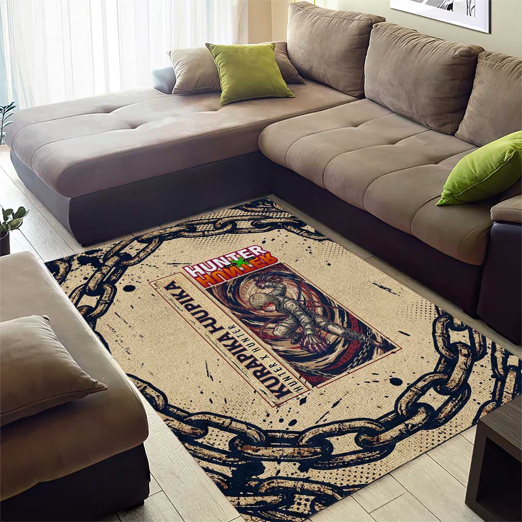 Kurapika Hunter x Hunter Chain Theme Area Rug with Scarlet Eyes and Vintage Anime Artwork Design - The Mazicc