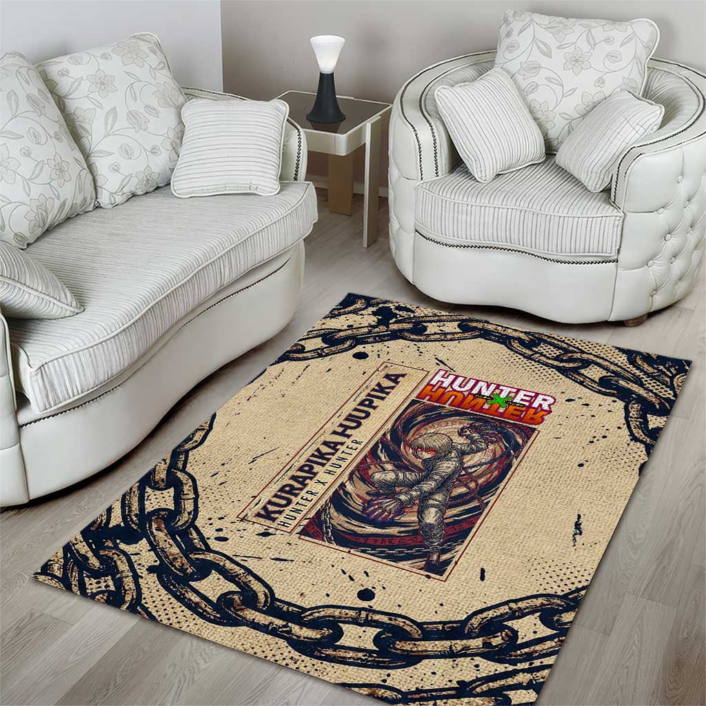 Kurapika Hunter x Hunter Chain Theme Area Rug with Scarlet Eyes and Vintage Anime Artwork Design - The Mazicc