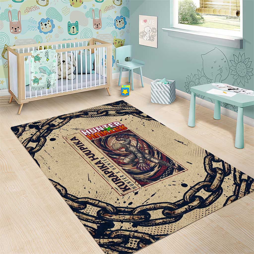 Kurapika Hunter x Hunter Chain Theme Area Rug with Scarlet Eyes and Vintage Anime Artwork Design - The Mazicc