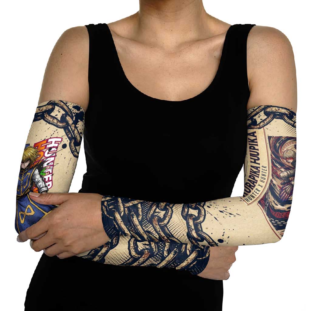 Kurapika Hunter x Hunter Chain Theme Arm Sleeves with Scarlet Eyes and Vintage Anime Artwork Design - The Mazicc