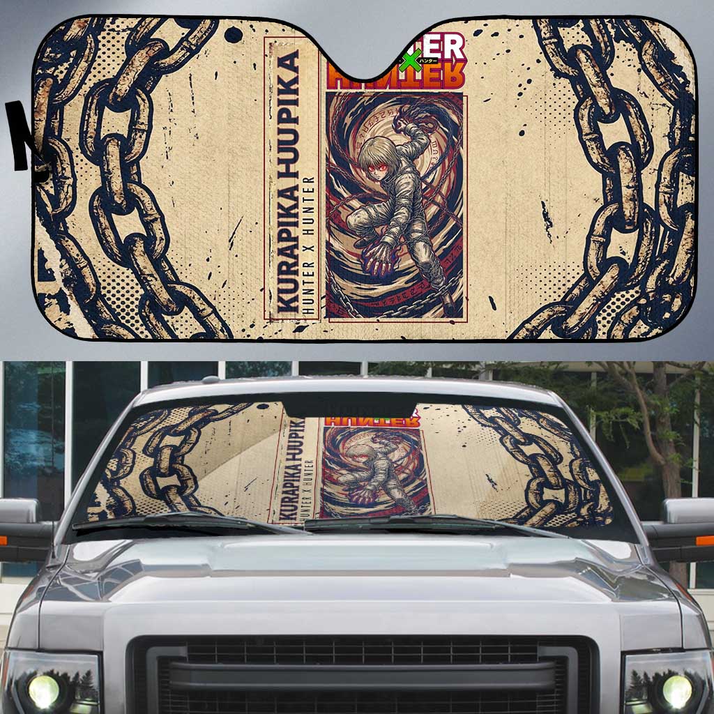 Kurapika Hunter x Hunter Chain Theme Auto Sun Shade with Scarlet Eyes and Vintage Anime Artwork Design - The Mazicc