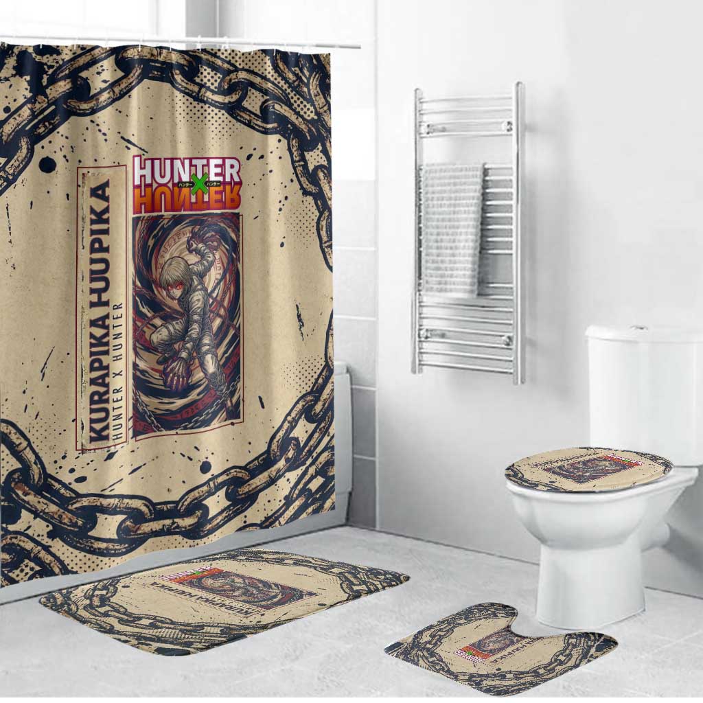 Kurapika Hunter x Hunter Chain Theme Bathroom Set with Scarlet Eyes and Vintage Anime Artwork Design - The Mazicc