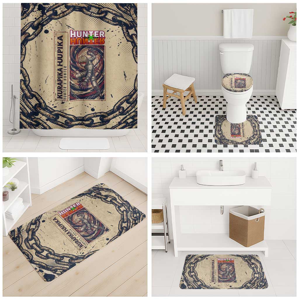 Kurapika Hunter x Hunter Chain Theme Bathroom Set with Scarlet Eyes and Vintage Anime Artwork Design - The Mazicc