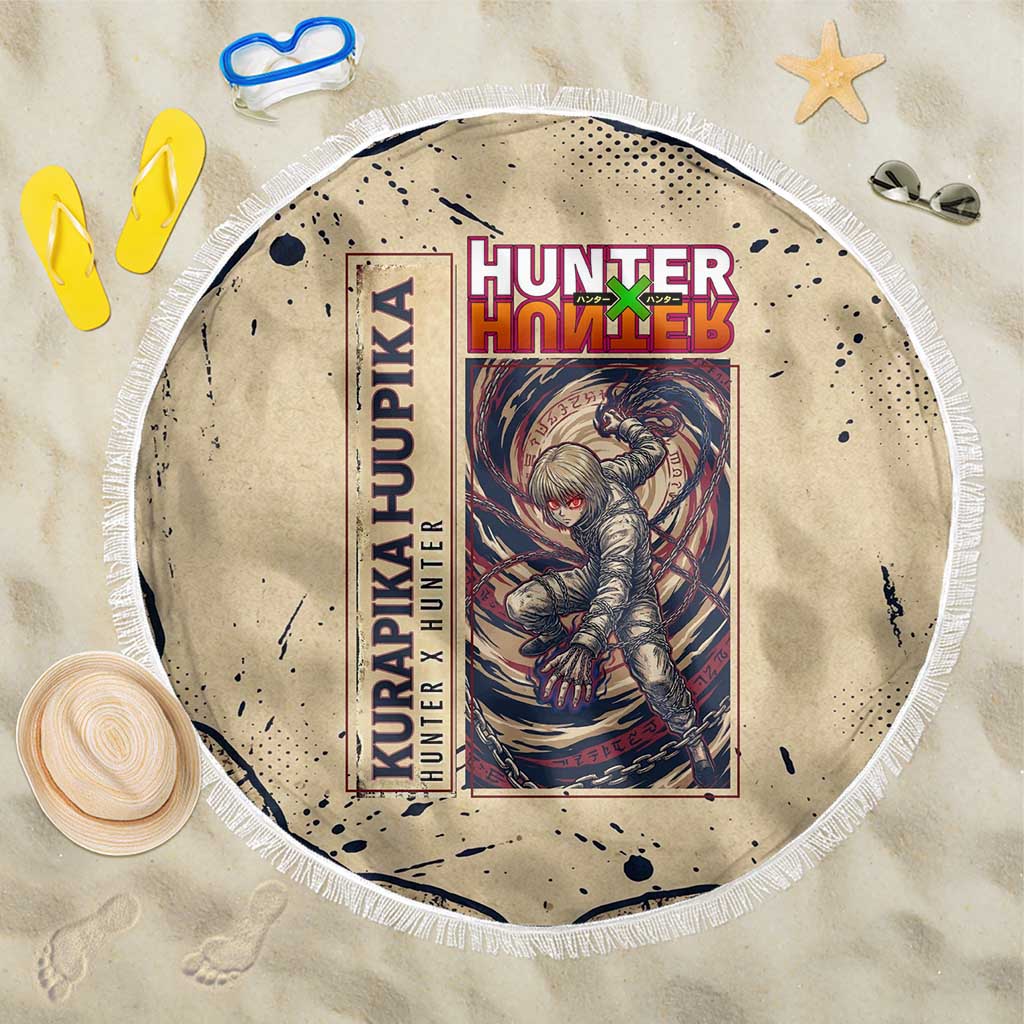 Kurapika Hunter x Hunter Chain Theme Beach Blanket with Scarlet Eyes and Vintage Anime Artwork Design - The Mazicc