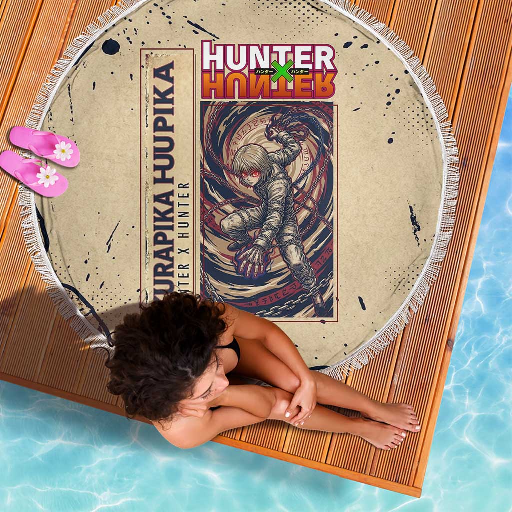 Kurapika Hunter x Hunter Chain Theme Beach Blanket with Scarlet Eyes and Vintage Anime Artwork Design - The Mazicc