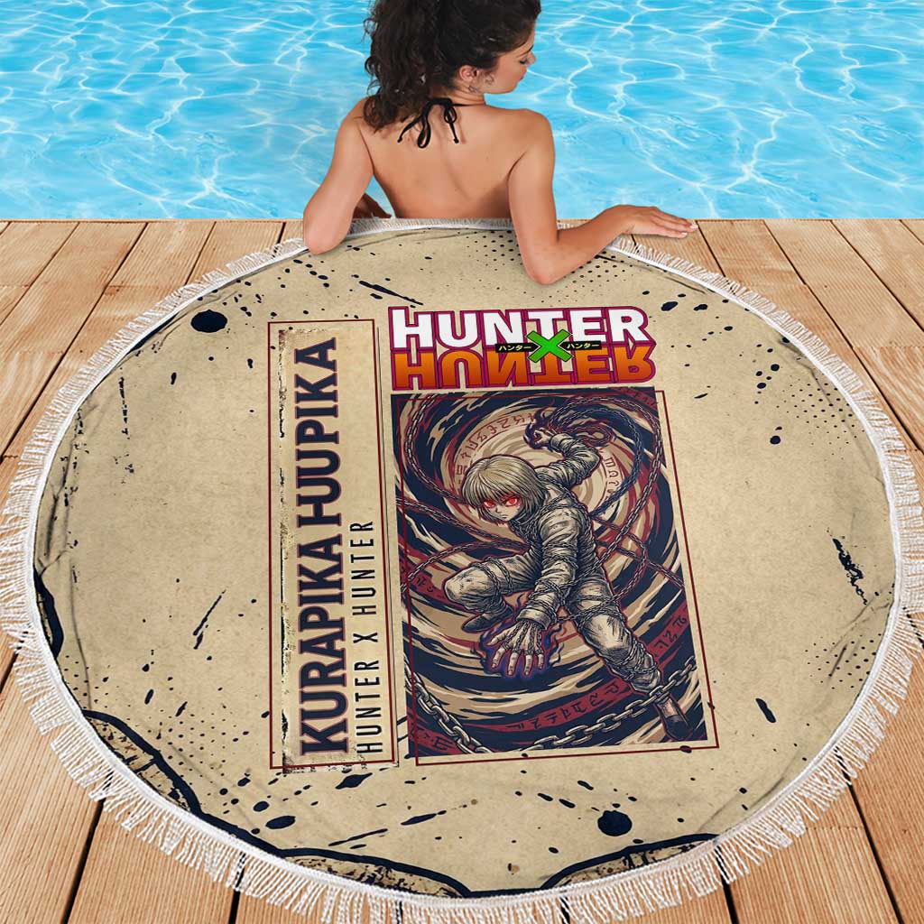 Kurapika Hunter x Hunter Chain Theme Beach Blanket with Scarlet Eyes and Vintage Anime Artwork Design - The Mazicc