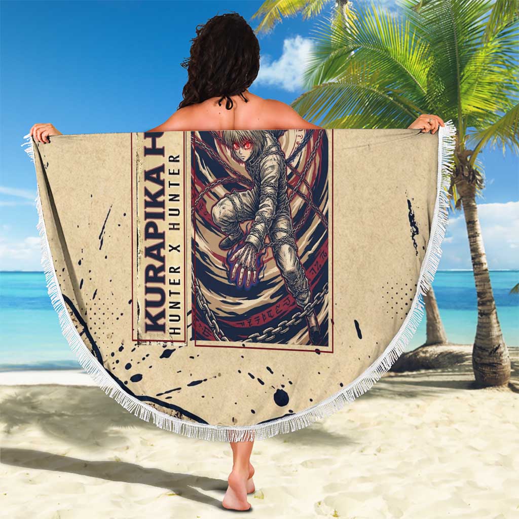 Kurapika Hunter x Hunter Chain Theme Beach Blanket with Scarlet Eyes and Vintage Anime Artwork Design - The Mazicc