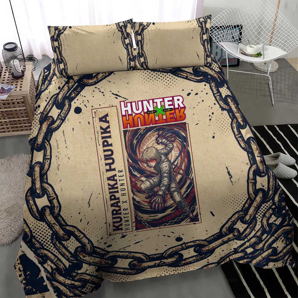 Kurapika Hunter x Hunter Chain Theme Bedding Set with Scarlet Eyes and Vintage Anime Artwork Design - The Mazicc