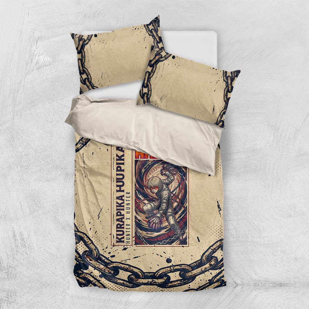 Kurapika Hunter x Hunter Chain Theme Bedding Set with Scarlet Eyes and Vintage Anime Artwork Design - The Mazicc