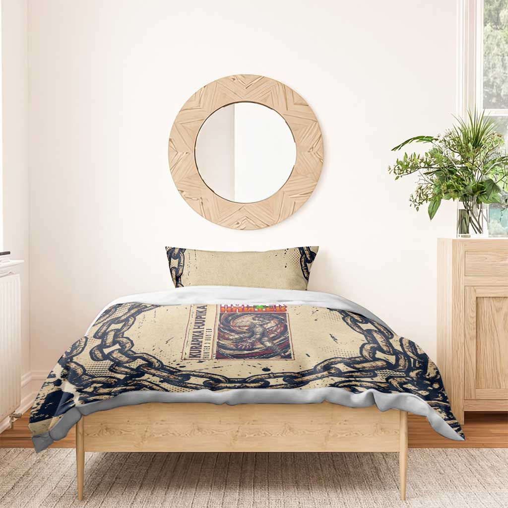 Kurapika Hunter x Hunter Chain Theme Bedding Set with Scarlet Eyes and Vintage Anime Artwork Design - The Mazicc