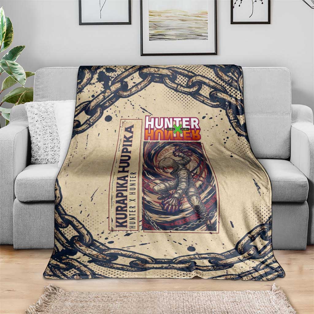 Kurapika Hunter x Hunter Chain Theme Blanket with Scarlet Eyes and Vintage Anime Artwork Design - The Mazicc