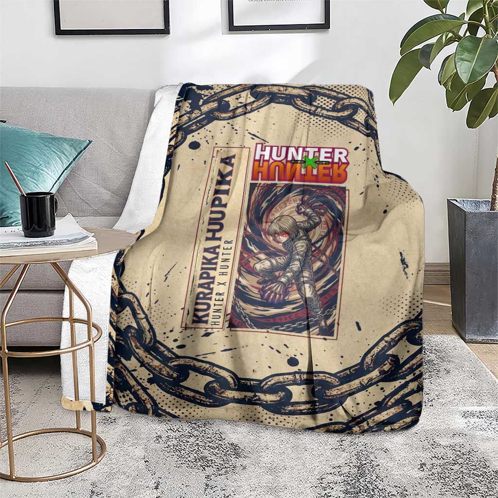Kurapika Hunter x Hunter Chain Theme Blanket with Scarlet Eyes and Vintage Anime Artwork Design - The Mazicc