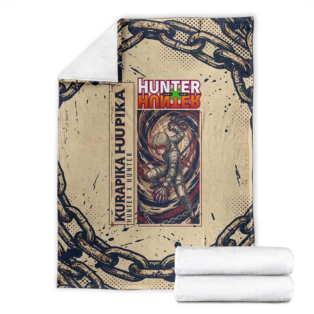 Kurapika Hunter x Hunter Chain Theme Blanket with Scarlet Eyes and Vintage Anime Artwork Design - The Mazicc