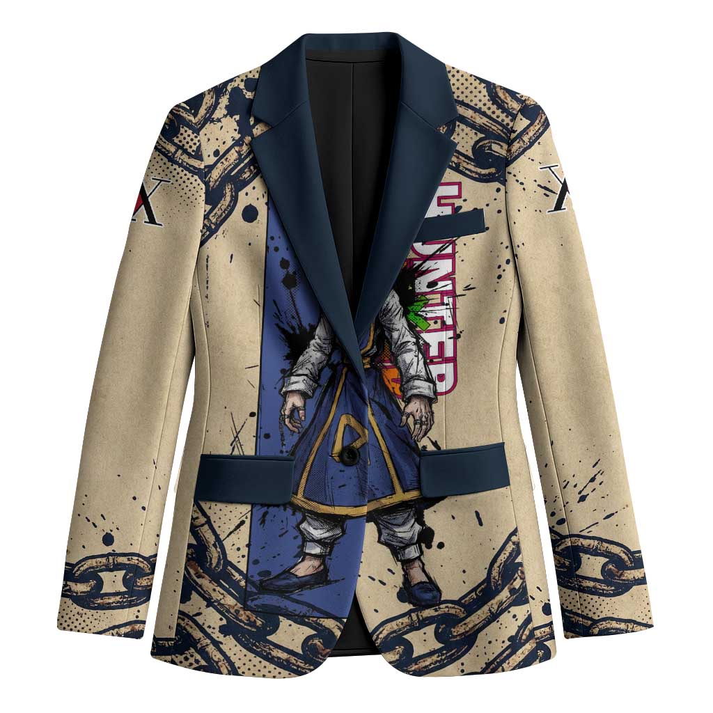 Kurapika Hunter x Hunter Chain Theme Blazer with Scarlet Eyes and Vintage Anime Artwork Design - The Mazicc