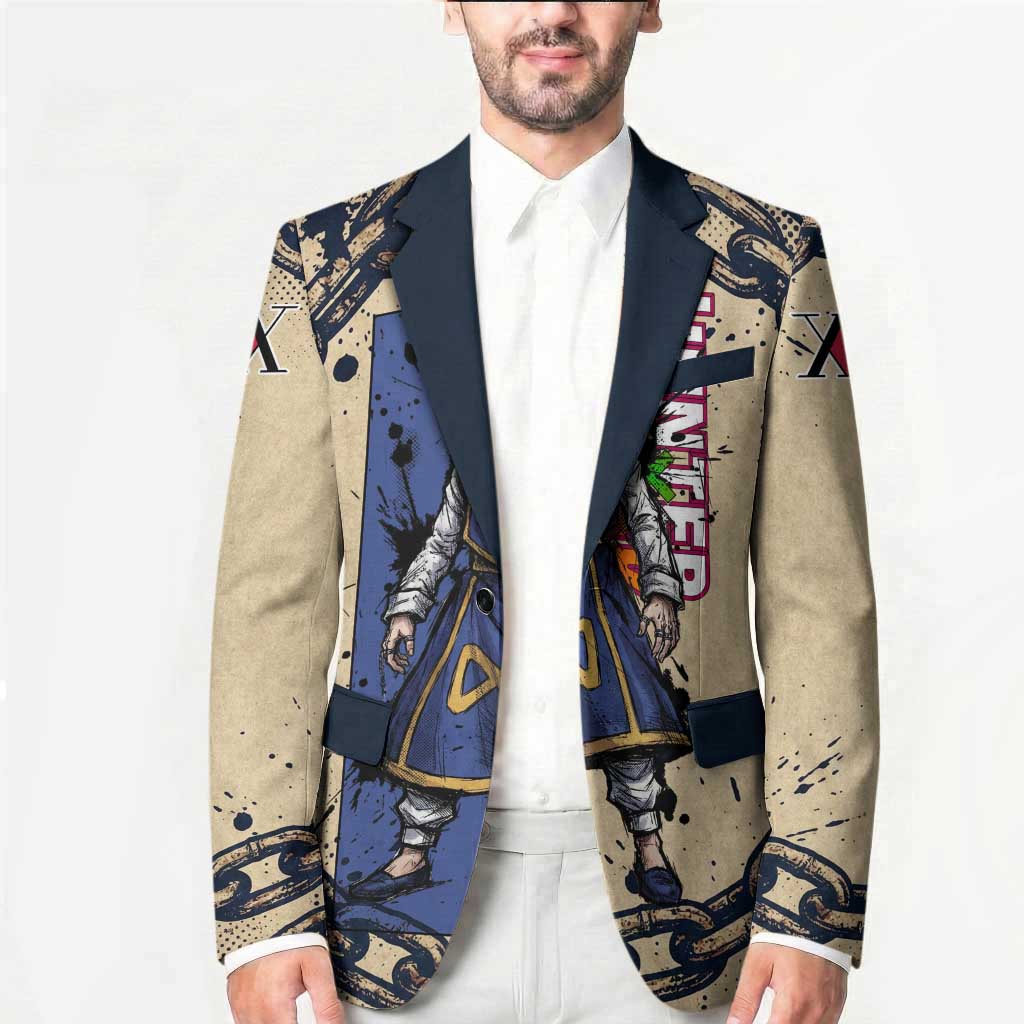 Kurapika Hunter x Hunter Chain Theme Blazer with Scarlet Eyes and Vintage Anime Artwork Design - The Mazicc