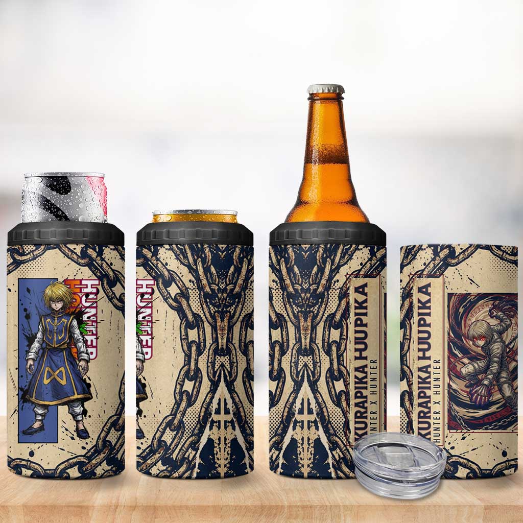 Kurapika Hunter x Hunter Chain Theme 4 in 1 Can Cooler Tumbler with Scarlet Eyes and Vintage Anime Artwork Design - The Mazicc