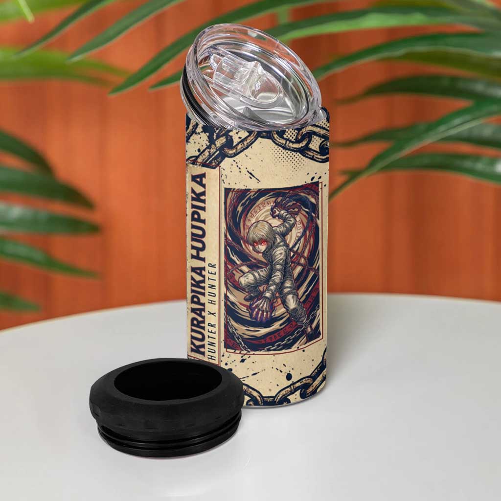 Kurapika Hunter x Hunter Chain Theme 4 in 1 Can Cooler Tumbler with Scarlet Eyes and Vintage Anime Artwork Design - The Mazicc