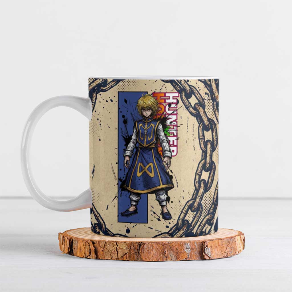 Kurapika Hunter x Hunter Chain Theme Ceramic Mug with Scarlet Eyes and Vintage Anime Artwork Design - The Mazicc