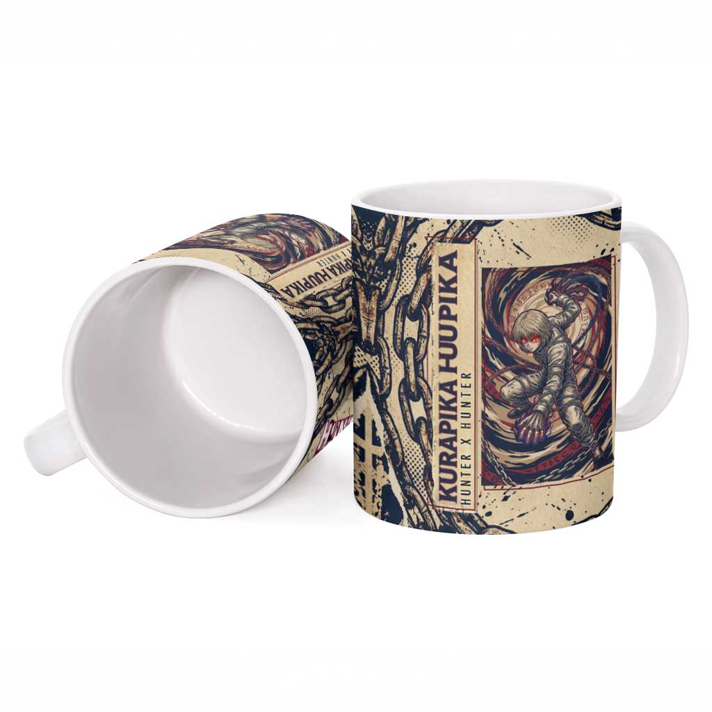 Kurapika Hunter x Hunter Chain Theme Ceramic Mug with Scarlet Eyes and Vintage Anime Artwork Design - The Mazicc