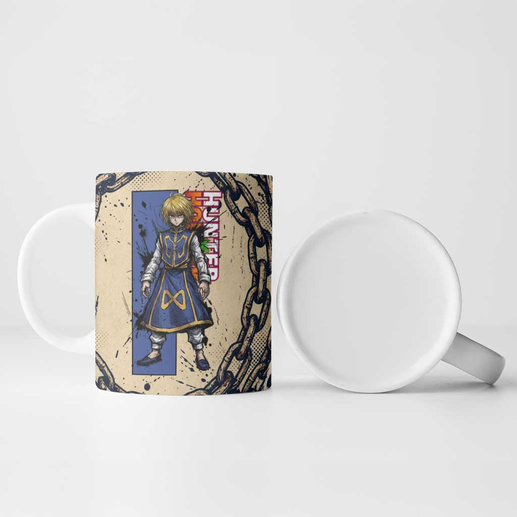 Kurapika Hunter x Hunter Chain Theme Ceramic Mug with Scarlet Eyes and Vintage Anime Artwork Design - The Mazicc