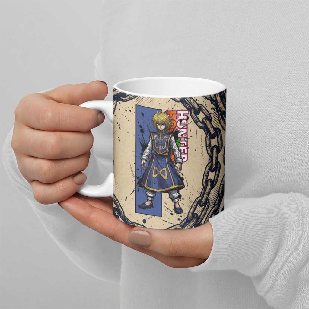 Kurapika Hunter x Hunter Chain Theme Ceramic Mug with Scarlet Eyes and Vintage Anime Artwork Design - The Mazicc