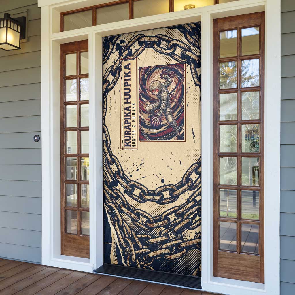 Kurapika Hunter x Hunter Chain Theme Door Cover with Scarlet Eyes and Vintage Anime Artwork Design - The Mazicc