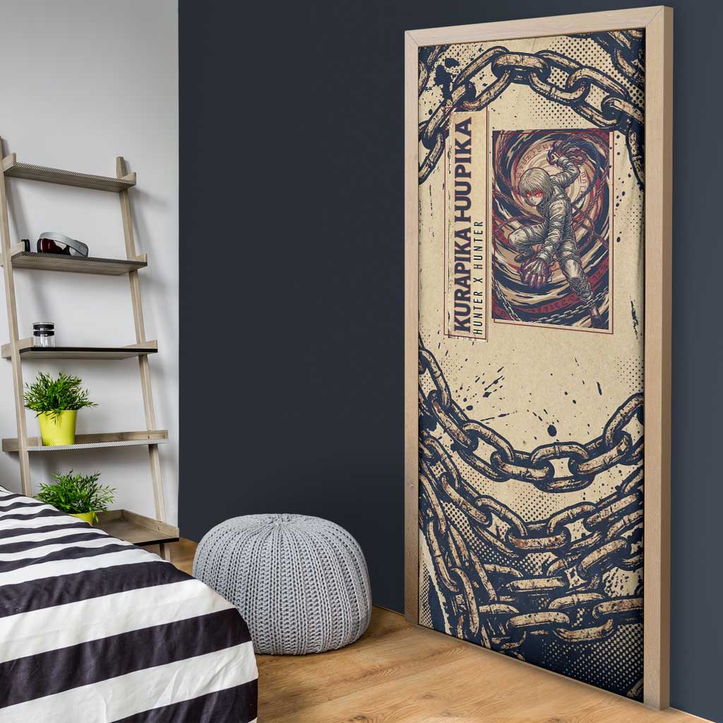 Kurapika Hunter x Hunter Chain Theme Door Cover with Scarlet Eyes and Vintage Anime Artwork Design - The Mazicc