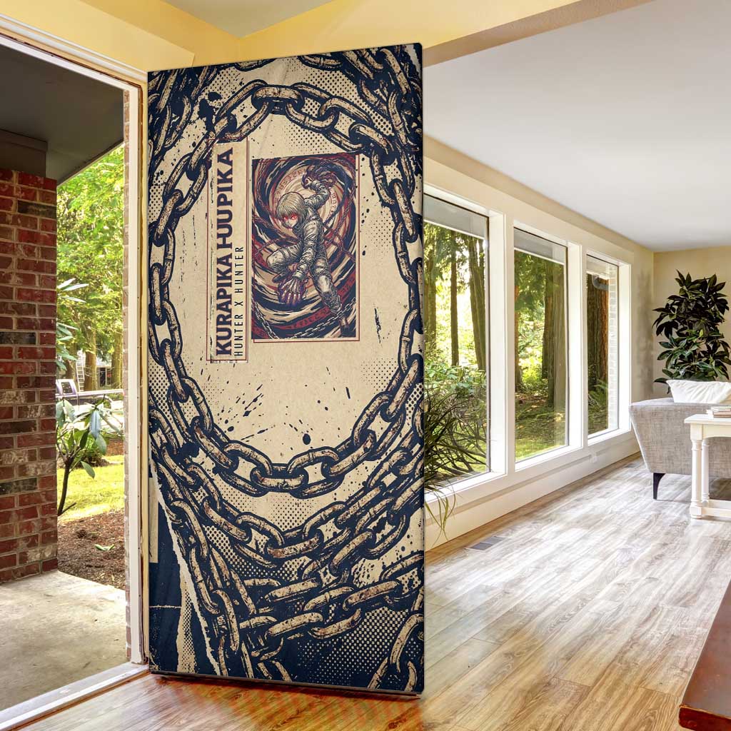 Kurapika Hunter x Hunter Chain Theme Door Cover with Scarlet Eyes and Vintage Anime Artwork Design - The Mazicc