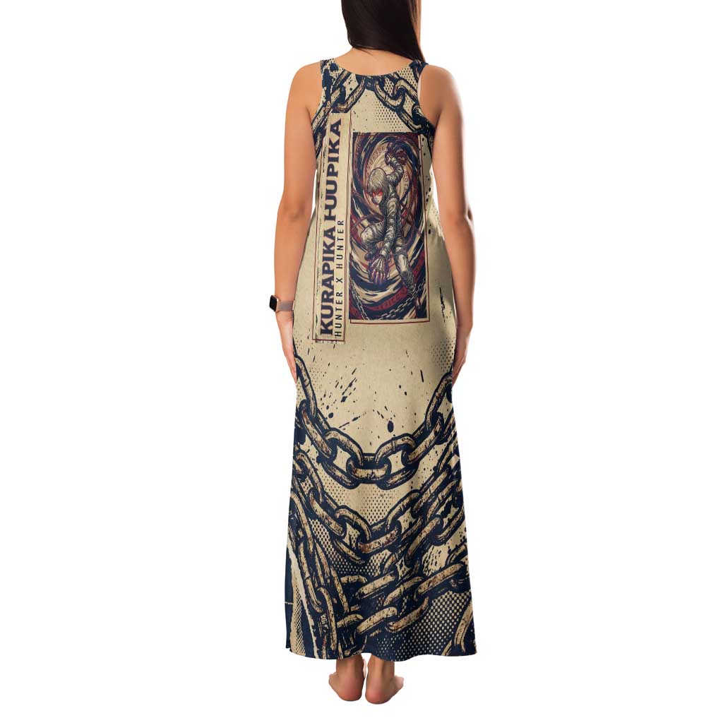 Kurapika Hunter x Hunter Chain Theme Family Matching Tank Maxi Dress and Hawaiian Shirt with Scarlet Eyes and Vintage Anime Artwork Design