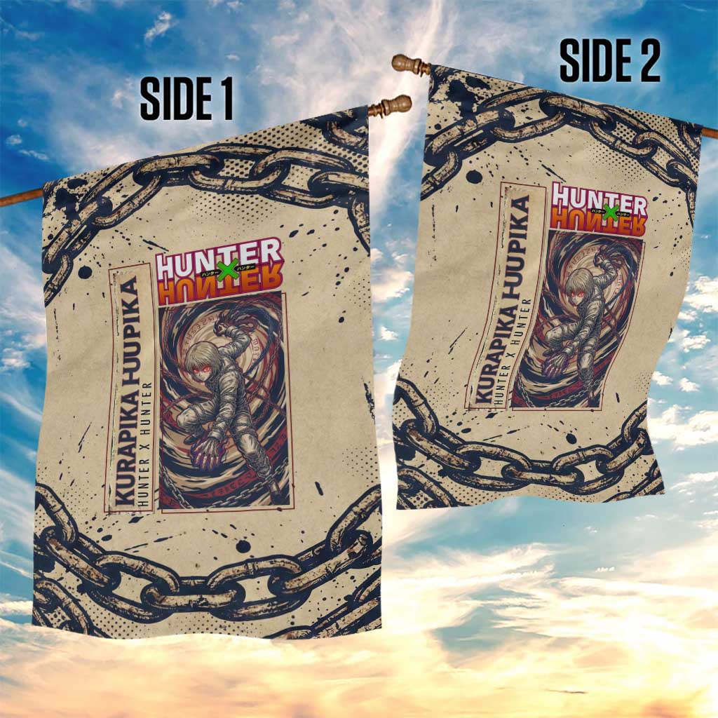 Kurapika Hunter x Hunter Chain Theme Garden Flag with Scarlet Eyes and Vintage Anime Artwork Design - The Mazicc