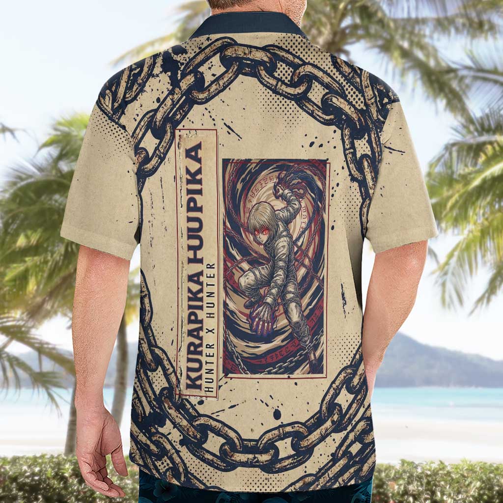 Kurapika Hunter x Hunter Chain Theme Hawaiian Shirt with Scarlet Eyes and Vintage Anime Artwork Design - The Mazicc