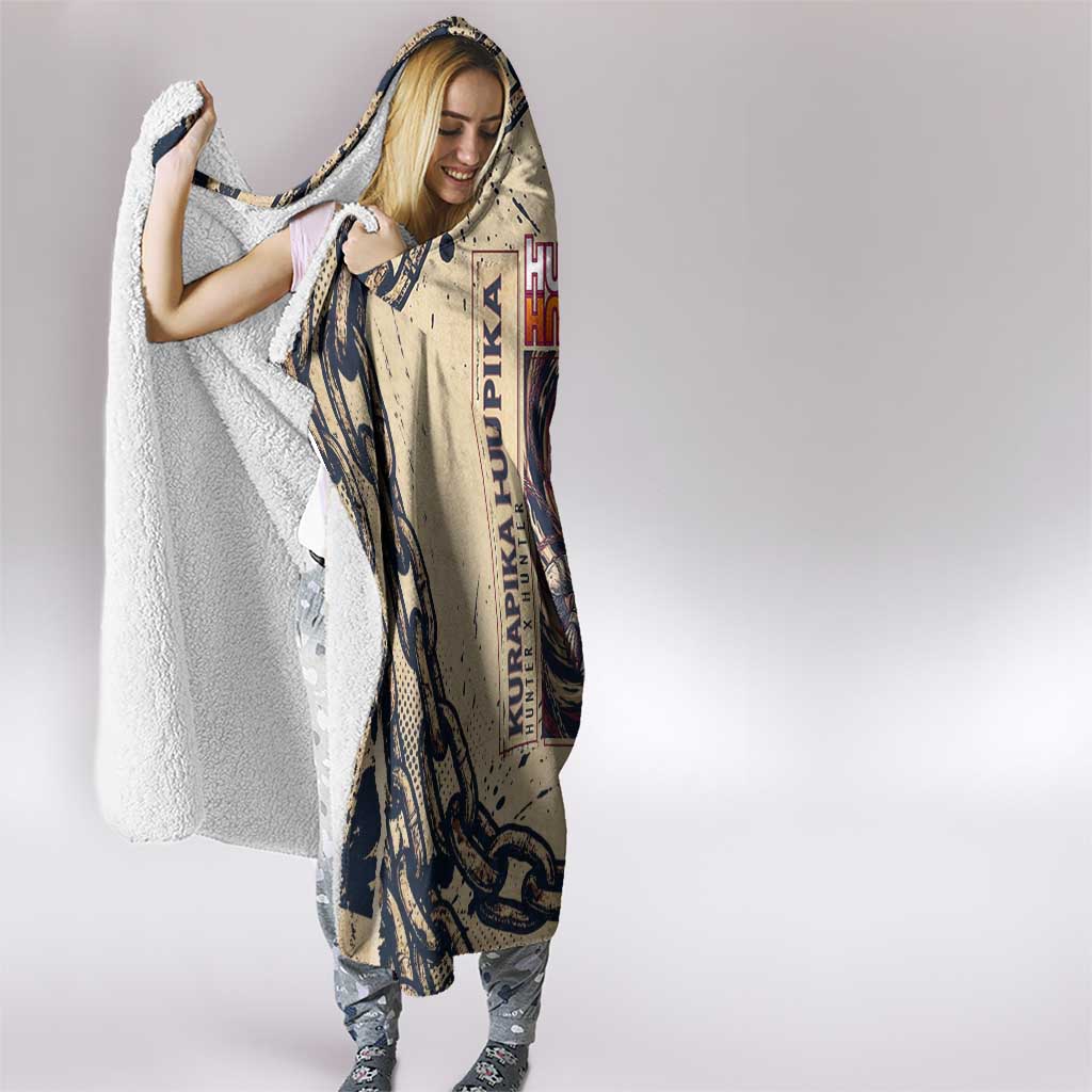 Kurapika Hunter x Hunter Chain Theme Hooded Blanket with Scarlet Eyes and Vintage Anime Artwork Design - The Mazicc