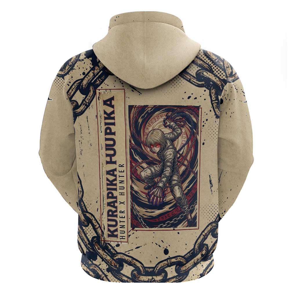 Kurapika Hunter x Hunter Chain Theme Hoodie with Scarlet Eyes and Vintage Anime Artwork Design - The Mazicc