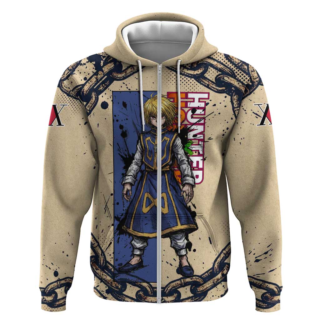 Kurapika Hunter x Hunter Chain Theme Hoodie with Scarlet Eyes and Vintage Anime Artwork Design - The Mazicc