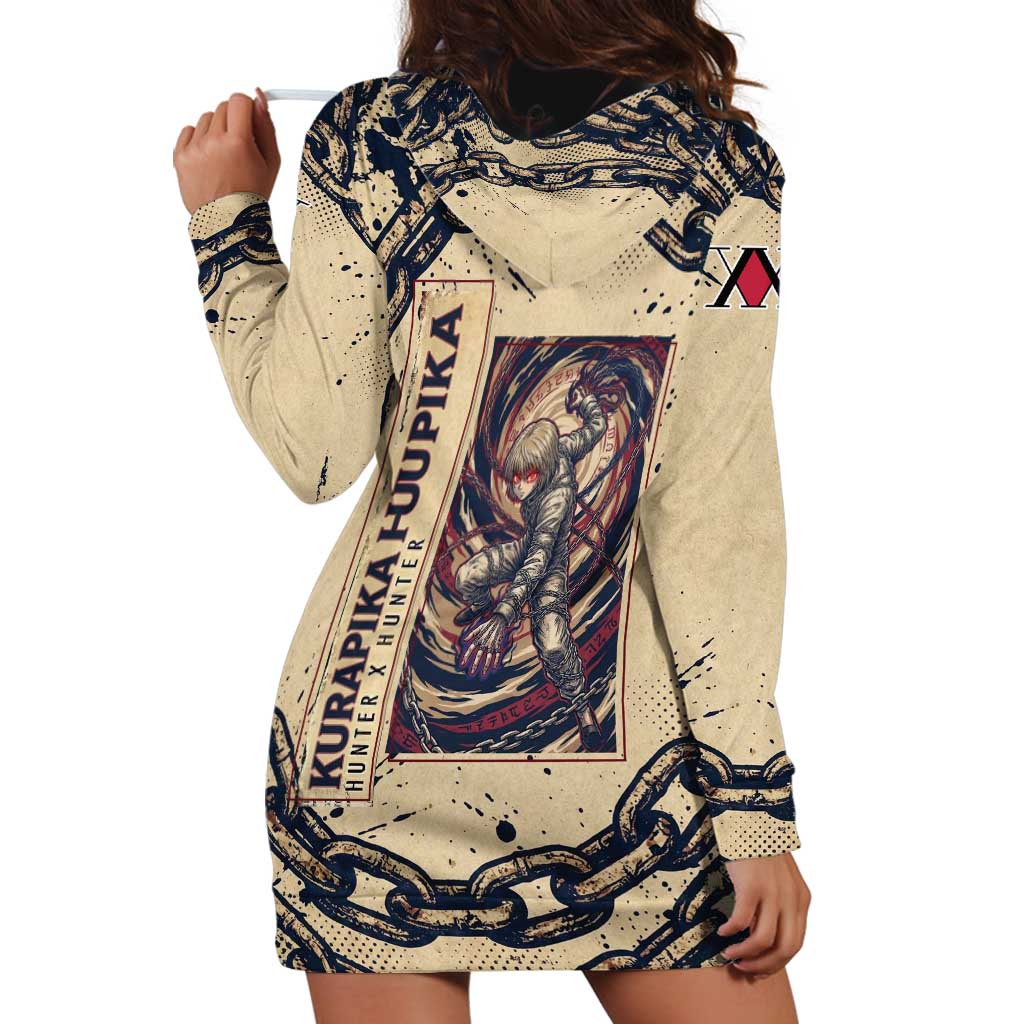 Kurapika Hunter x Hunter Chain Theme Hoodie Dress with Scarlet Eyes and Vintage Anime Artwork Design - The Mazicc