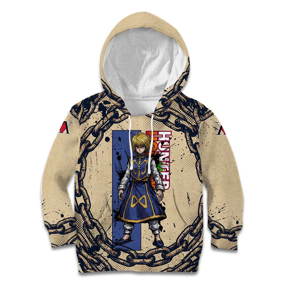 Kurapika Hunter x Hunter Chain Theme Kid Hoodie with Scarlet Eyes and Vintage Anime Artwork Design - The Mazicc