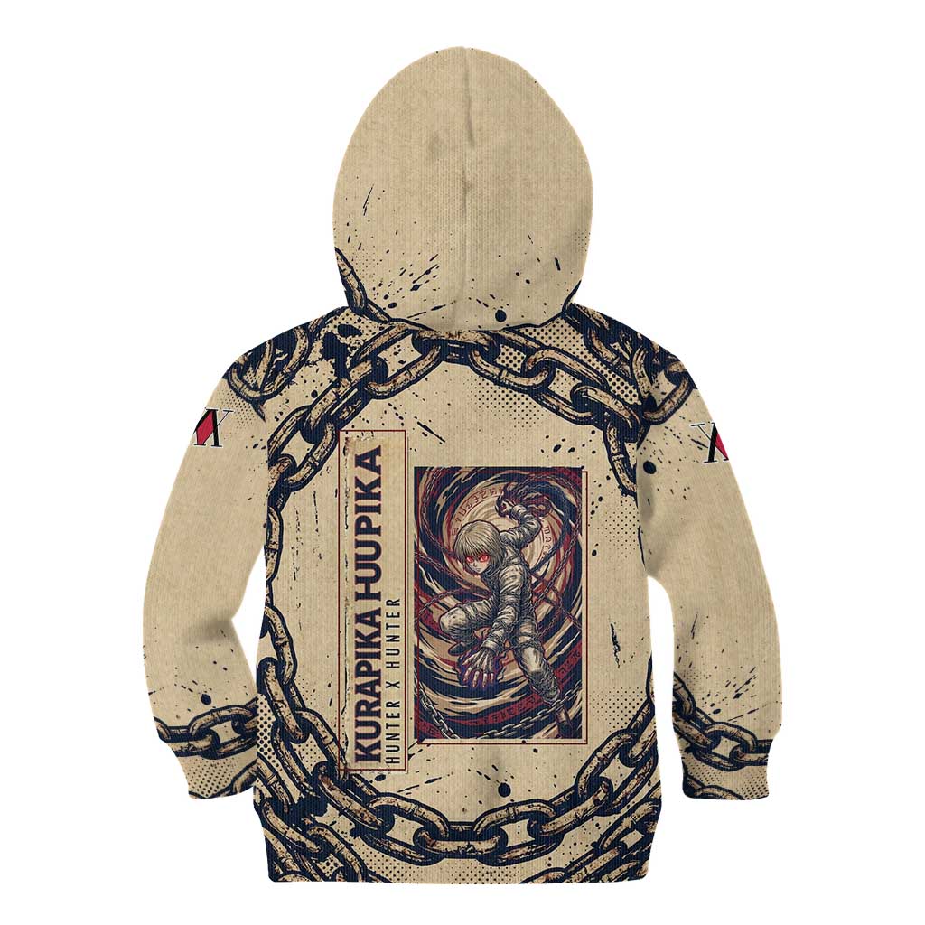 Kurapika Hunter x Hunter Chain Theme Kid Hoodie with Scarlet Eyes and Vintage Anime Artwork Design - The Mazicc