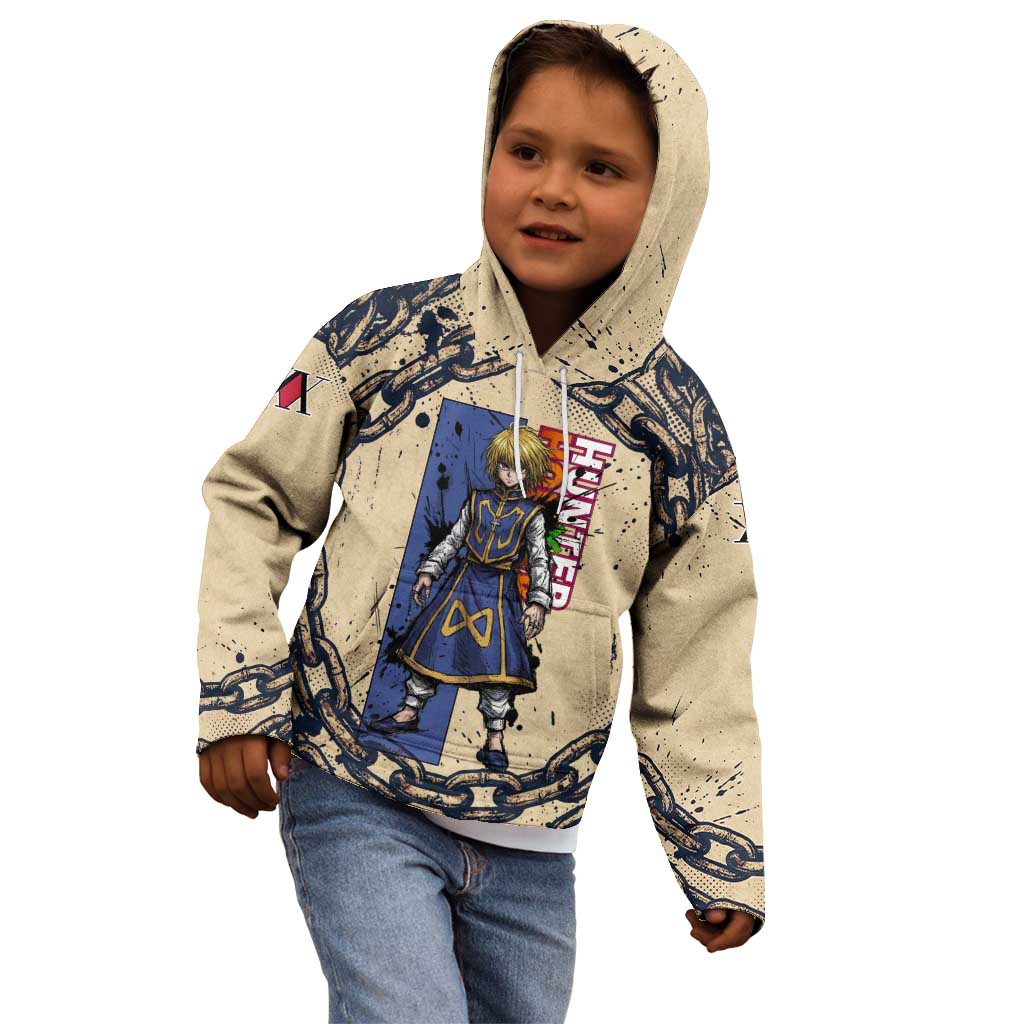 Kurapika Hunter x Hunter Chain Theme Kid Hoodie with Scarlet Eyes and Vintage Anime Artwork Design - The Mazicc