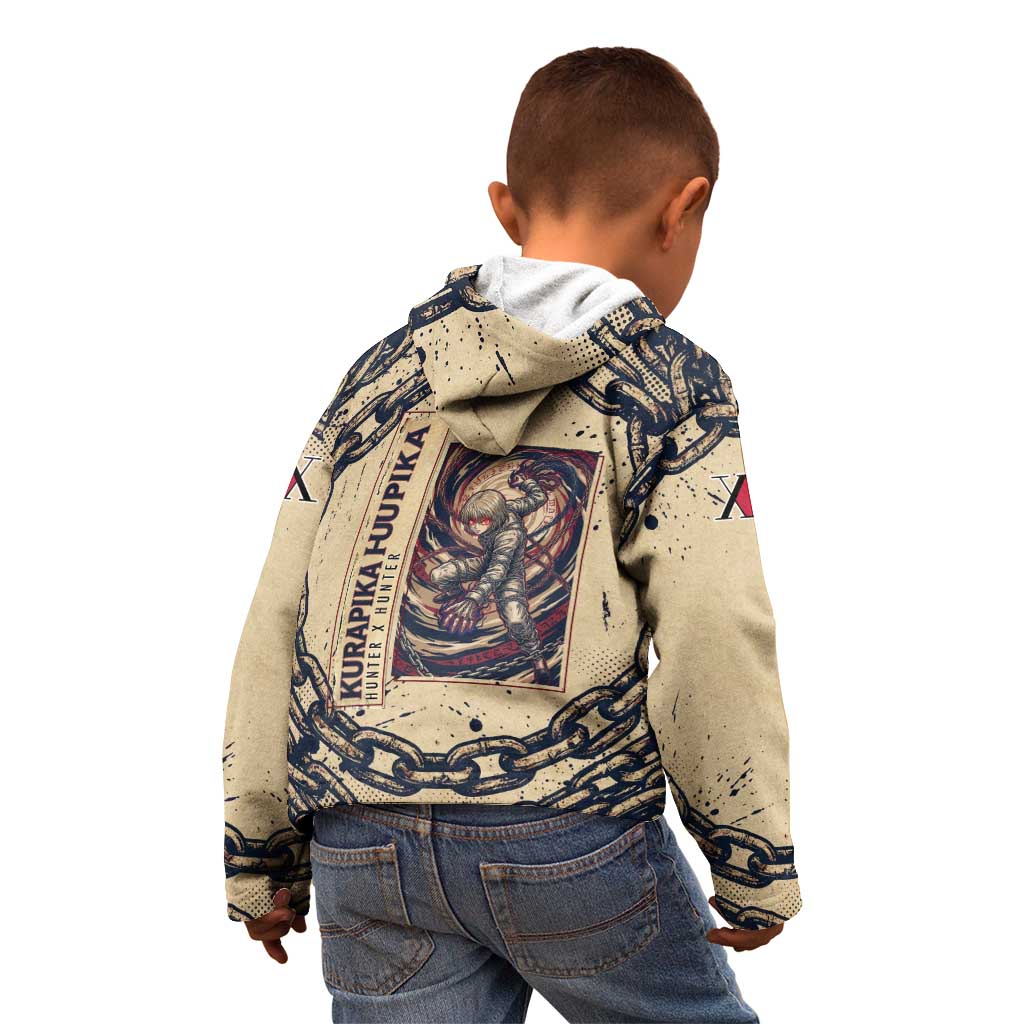Kurapika Hunter x Hunter Chain Theme Kid Hoodie with Scarlet Eyes and Vintage Anime Artwork Design - The Mazicc