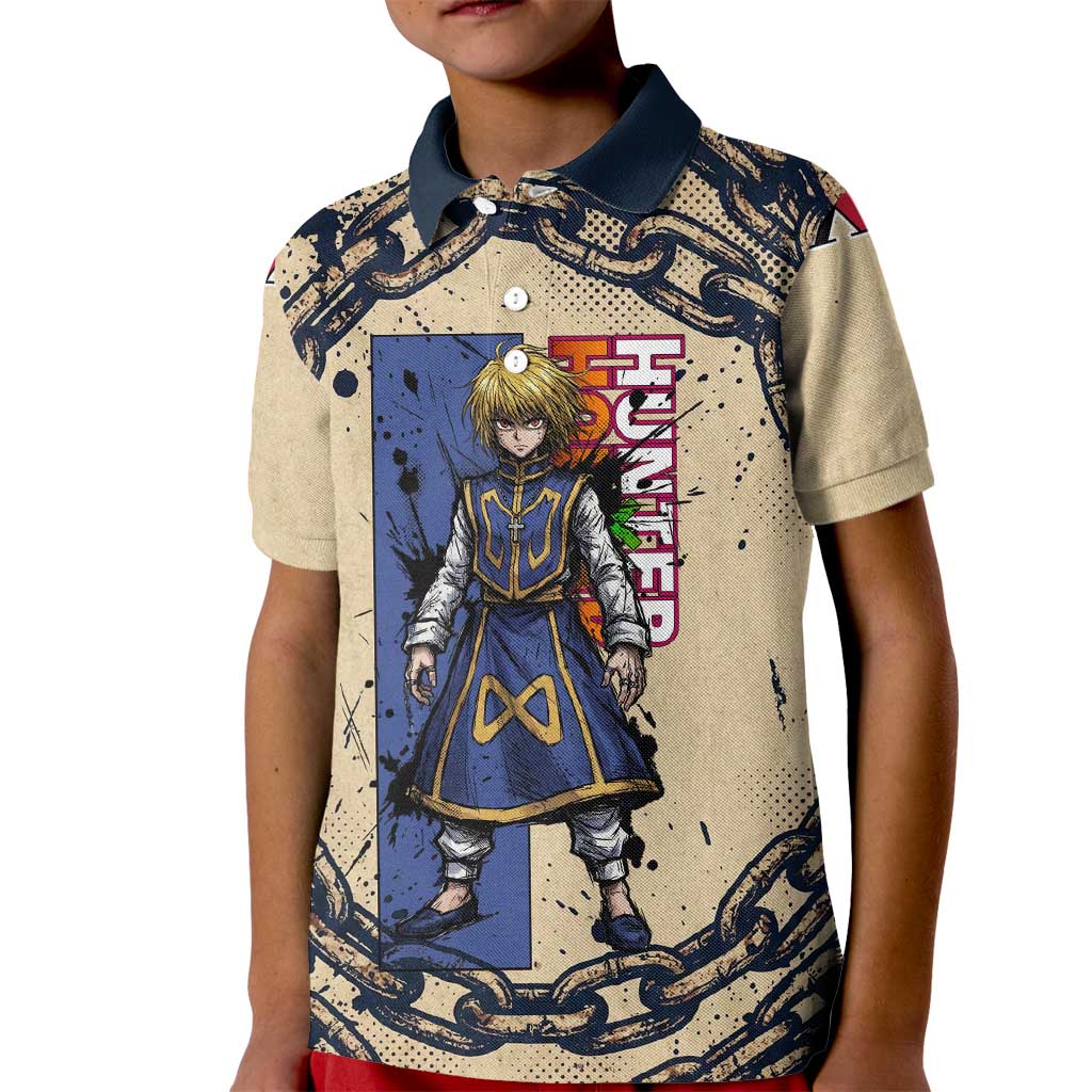 Kurapika Hunter x Hunter Chain Theme Kid Polo Shirt with Scarlet Eyes and Vintage Anime Artwork Design - The Mazicc