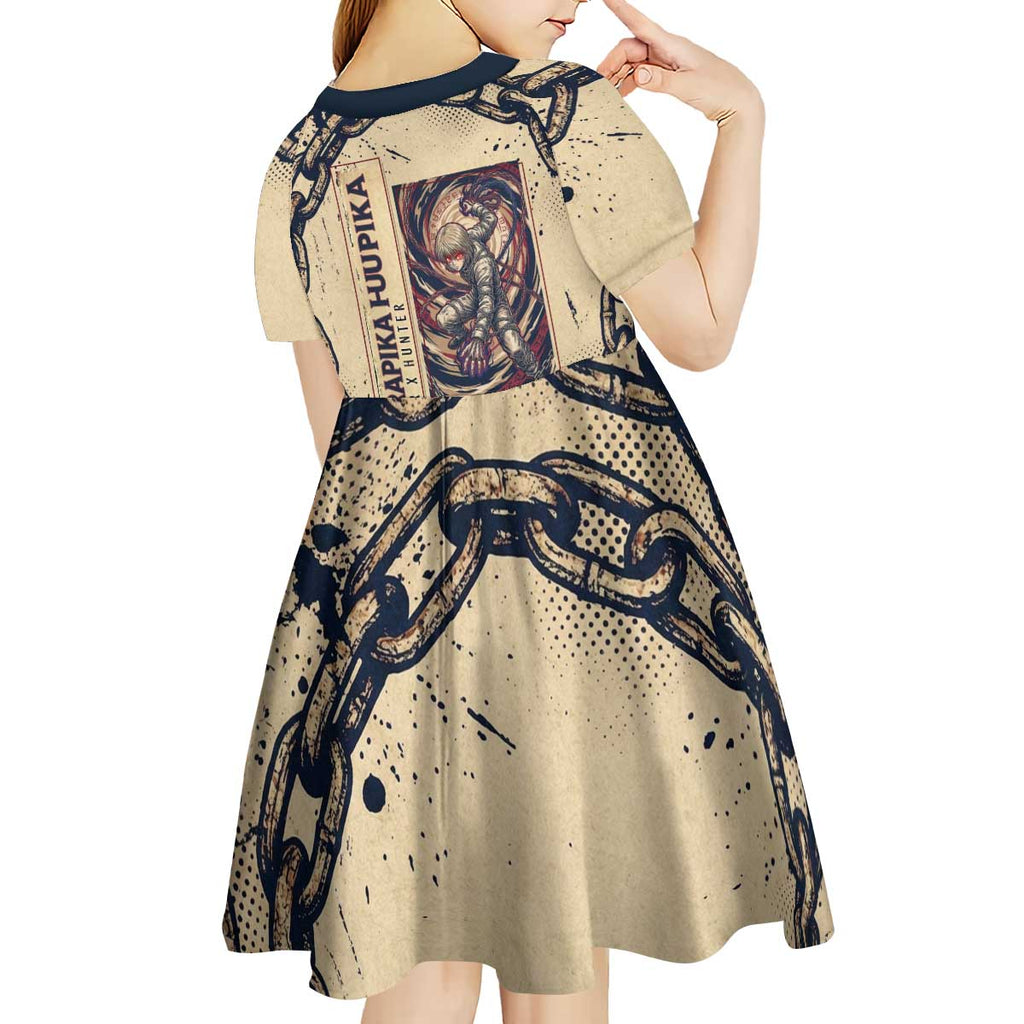 Kurapika Hunter x Hunter Chain Theme Kid Short Sleeve Dress with Scarlet Eyes and Vintage Anime Artwork Design - The Mazicc