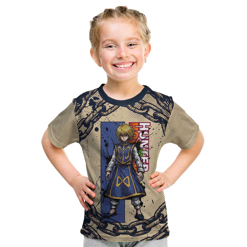 Kurapika Hunter x Hunter Chain Theme Kid T Shirt with Scarlet Eyes and Vintage Anime Artwork Design - The Mazicc