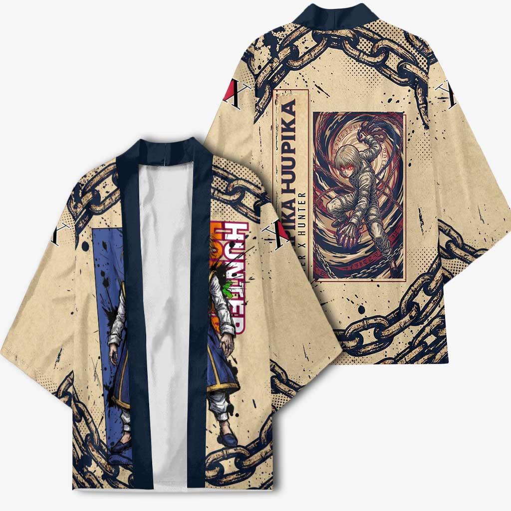 Kurapika Hunter x Hunter Chain Theme Kimono with Scarlet Eyes and Vintage Anime Artwork Design - The Mazicc