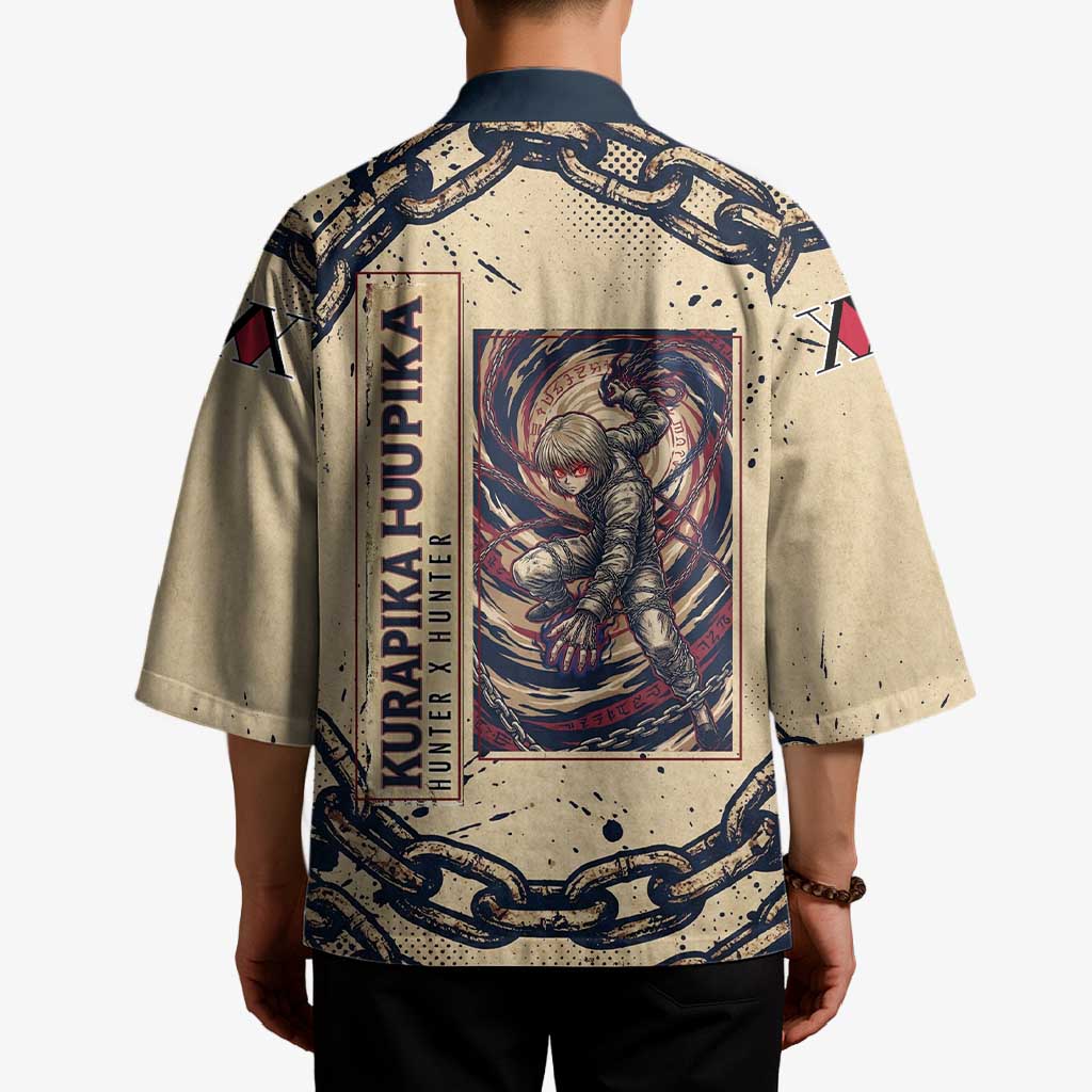 Kurapika Hunter x Hunter Chain Theme Kimono with Scarlet Eyes and Vintage Anime Artwork Design - The Mazicc